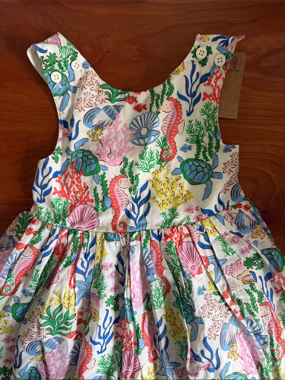Boden Girls' Multicolored Sea Life Cotton Dress